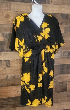 Vintage Michael Maiello for For Pat Richards dress womens size 8 floral black &